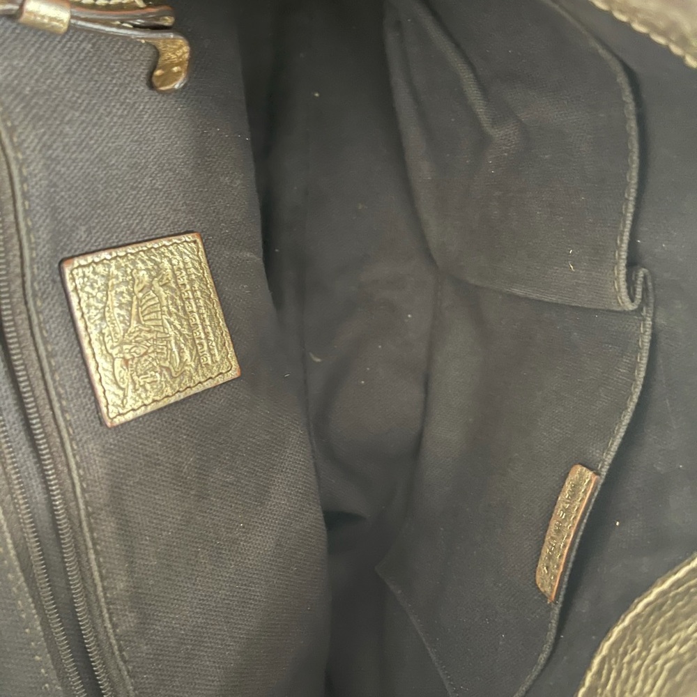 Burberry Gold/Beige Woven Haymarket Check PVC and Leather Brooke Hobo. Authe - Picture 5 of 7